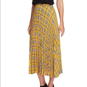 PLAID PLEATED MIDI SKIRT